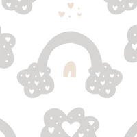 VALENTINE'S RAINBOW pat. 7 / white (RAINBOWS AND HEARTS) - Viscose jersey