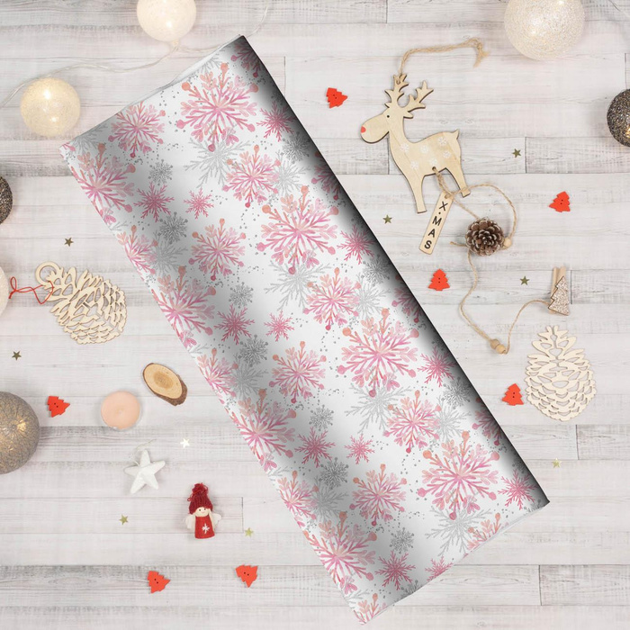 PINK SNOWFLAKES pat. 2 - single jersey with elastane 