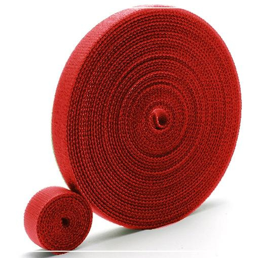 Klettverschluss Breite 20mm weiß, komplett - ROT