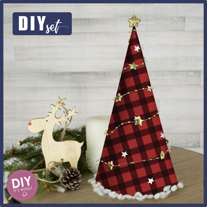 CHRISTMAS TREE - VICHY GRID BLACK / red - DIY IT'S EASY