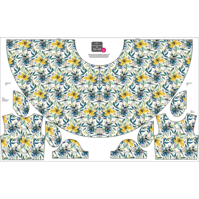 KID'S DRESS "MIA" (146/152) - Butterfly & Flowers wz.8 - sewing set