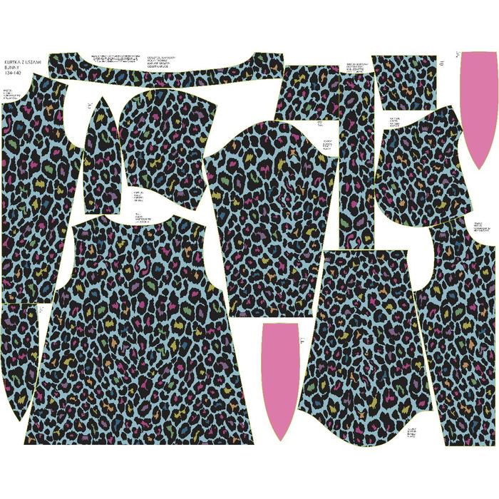 KIDS JACKET BUNNY (ZOE) - NEON LEOPARD PAT. 3 - sewing set (134/140)
