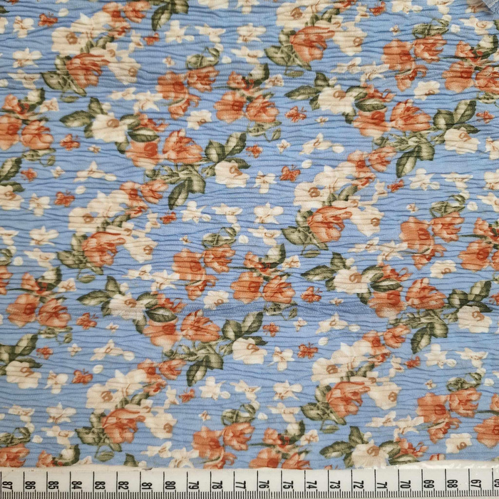 BLÜMCHEN / Blau - gecrashter Chiffon/ BLUE