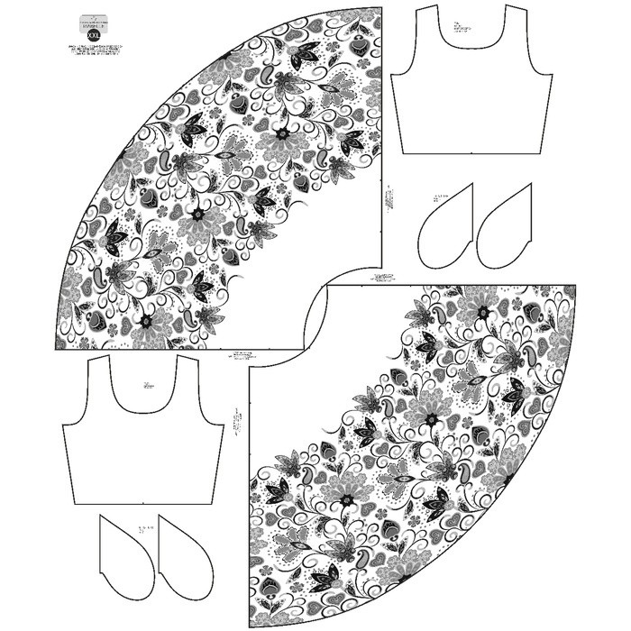 DRESS "ISABELLE" - FLOWERS (pattern no. 2 grey) / white - sewing set S