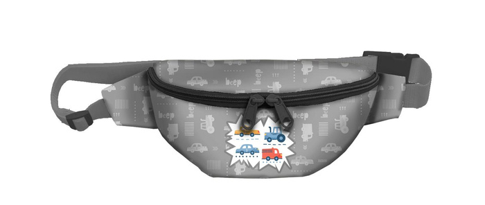 HIP BAG - VEHICLES pat. 2 / white (ADVENTURE BEGINS) - big