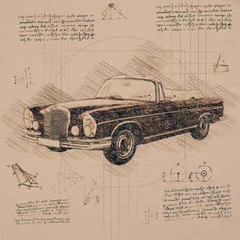 RETRO AUTO VZ. 4 / béžový - panel (75cm x 80cm)