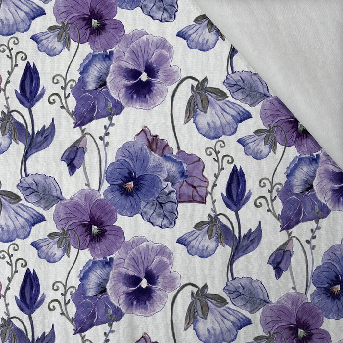 PANSIES (BLOOMING MEADOW) (Very Peri) - Cotton muslin