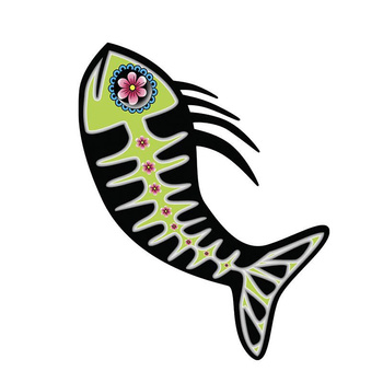 FISH BRUNO (DIA DE LOS MUERTOS) - panel 75cm x 80cm