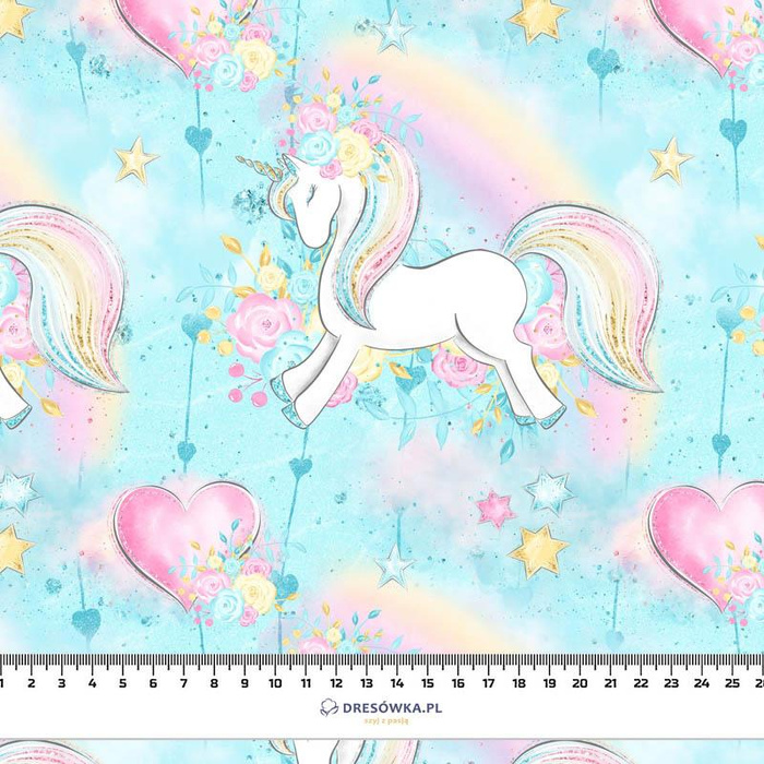 UNICORNS AND RAINBOW pat. 1 (WONDERLAND) - looped knit fabric