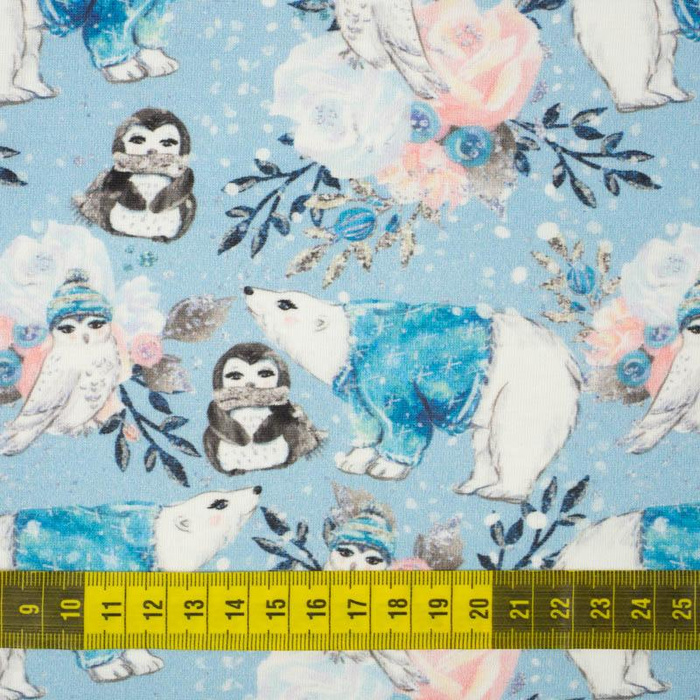 OČAROVANÁ ZIMA MIX / azurový (OČAROVANÁ ZIMA) - tkanina bawełniana