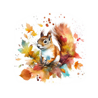 WATERCOLOR SQUIRREL - panel (75cm x 80cm) tkanina wodoodporna