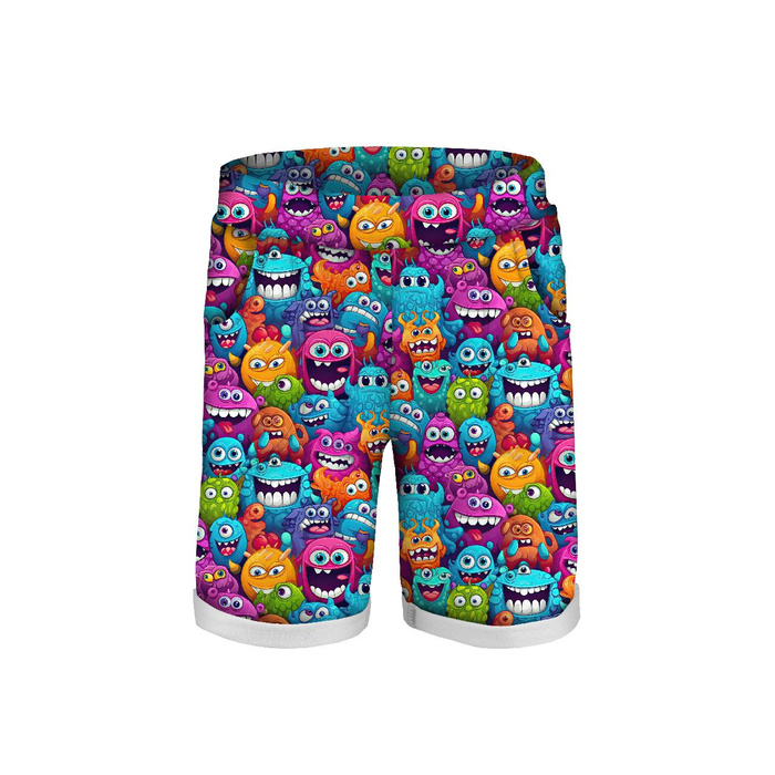 KID`S SHORTS (RIO) - CRAZY MONSTERS PAT. 3 - looped knit fabric (98/104)