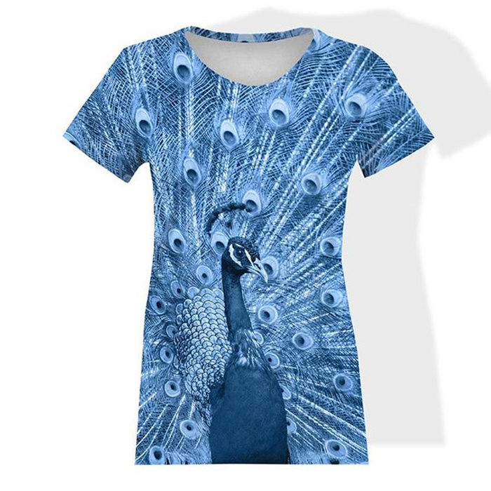 WOMEN’S T-SHIRT-  PEACOCK (CLASSIC BLUE) - single jersey XXS