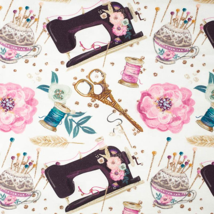 RETRO SEWING MACHINES pat. 1 / white - Waterproof woven fabric