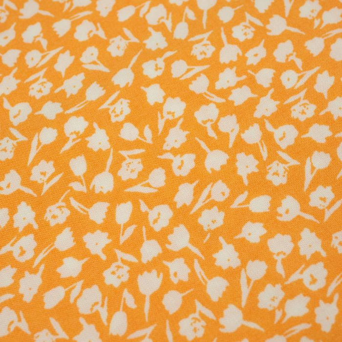 COLORFUL FLOWERS / orange - viscose woven fabric