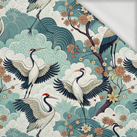 Japanese Garden wz.2  (birds) - looped knit fabric