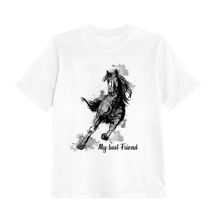 KINDER T-SHIRT (128/134) - PFERD m. 5 - Single Jersey