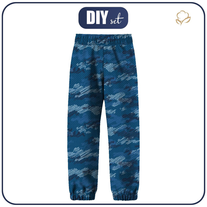 SOFTSHELL-HOSE (YETI) - CAMOUFLAGE - Kritzelei / classic blue (110/116)