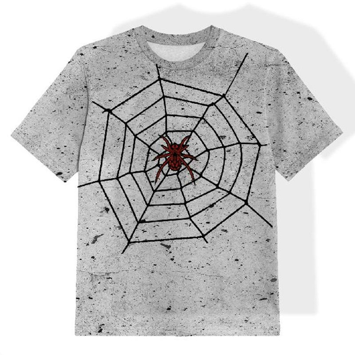 KINDER T-SHIRT- ROTE SPINNE / beton - Single Jersey (116-122)
