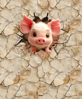 ANIMALS CRACKED wz.5 (piggy) - panel (60cm x 50cm) Panama 220g