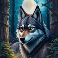 MOON WOLF - panel (75cm x 80cm) Waterproof woven fabric