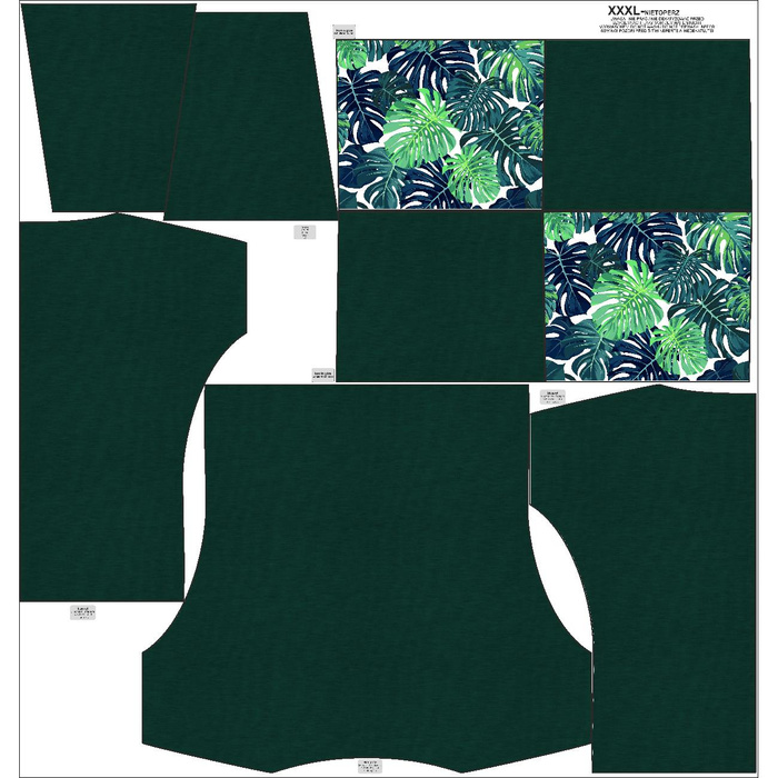 SNOOD SWEATSHIRT (FURIA) - MELANGE BOTTLE GREEN / MONSTERA 2.0 - sewing set - XXXL