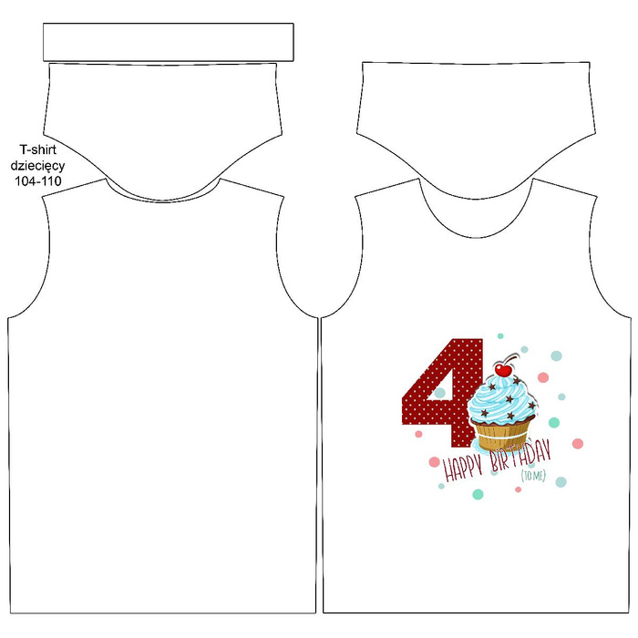 KID’S T-SHIRT - 4ST BIRTHDAY / MUFFIN - single jersey (116/122)