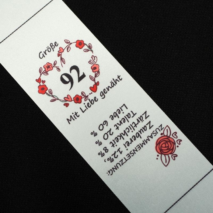 Girlish care tag "HEARTS" DE - 4 pcs set / Choice of sizes