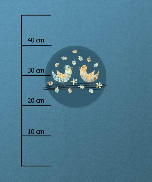 PTÁCI A LISTÍ (LESNÍ ZVÍŘATA) - panel 50cm x 60cm - single jersey