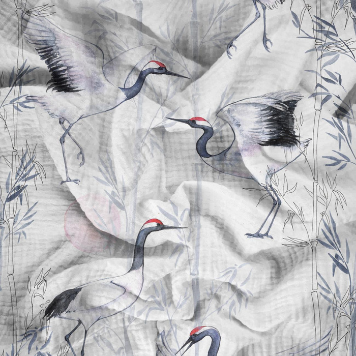 CRANES - Cotton muslin