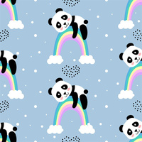 PANDA NA TĘCZY- Welur tapicerski