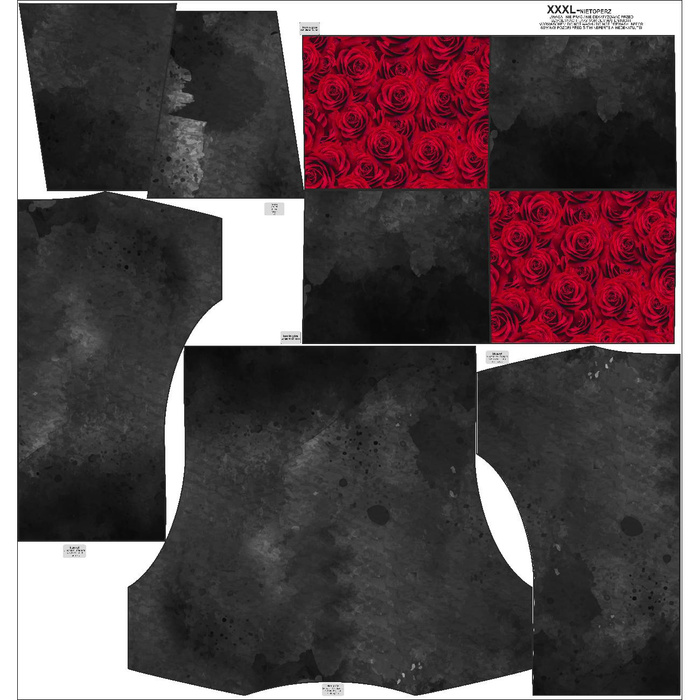 BLUZA DAMSKA (FURIA) NIETOPERZ Z KOMINEM - BLACK SPECKS / RÓŻE - zestaw do uszycia XXL