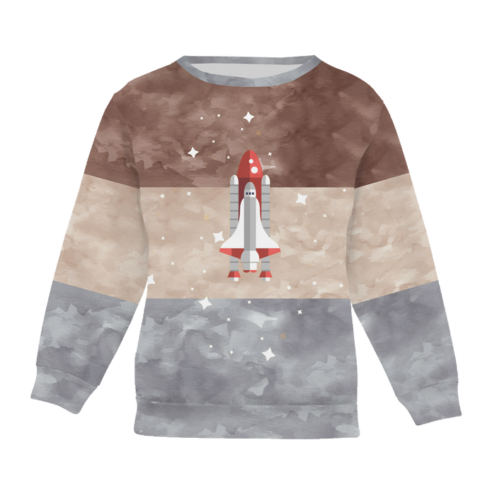 Children's tracksuit (MILAN) - SPACESHIP (SPACE EXPEDITION) / STRIPES - looped knit fabric (122/128)