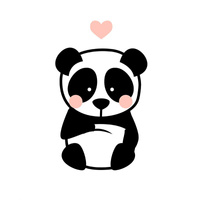 PANDA / BLASS ROSA Größe "S" 30x45 cm -  weiß (Vorderseite)