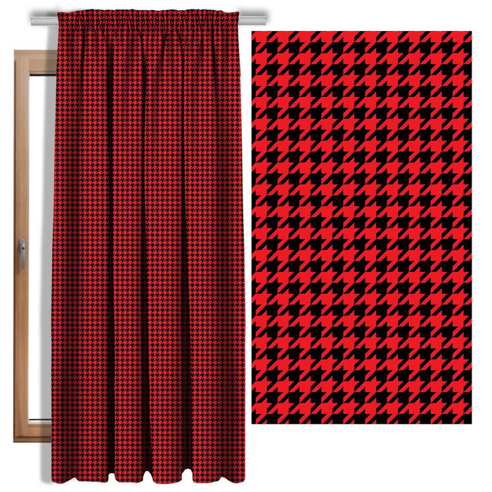 BLACK HOUNDSTOOTH / red - single jersey with elastane