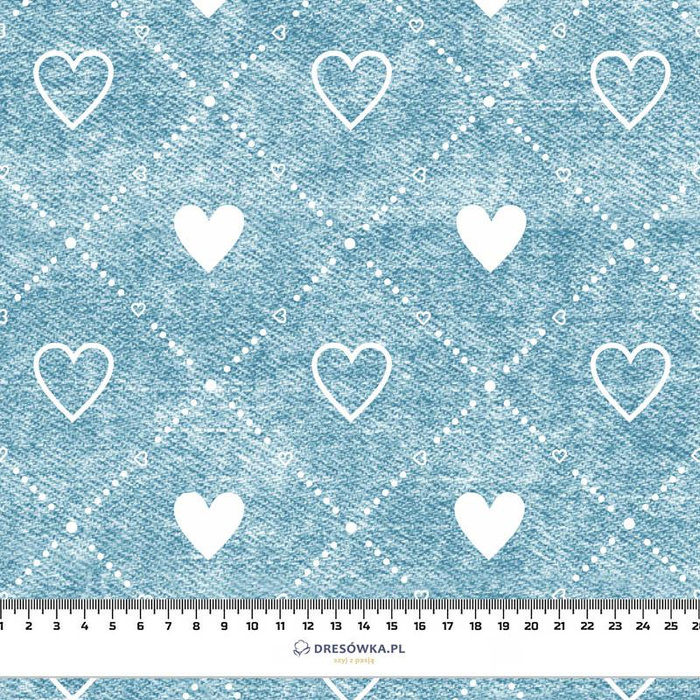 HEARTS AND RHOMBUSES / vinage look jeans (sea blue) - single jersey with elastane 