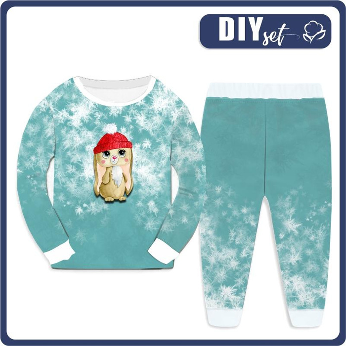 CHILDREN'S PAJAMAS " MIKI" - MIA THE WINTER BUNNY - Elastic cotton knit fabric (134/140)