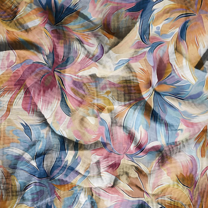 WATERCOLOR FLOWERS wz.8 - Mušelín bavlněný