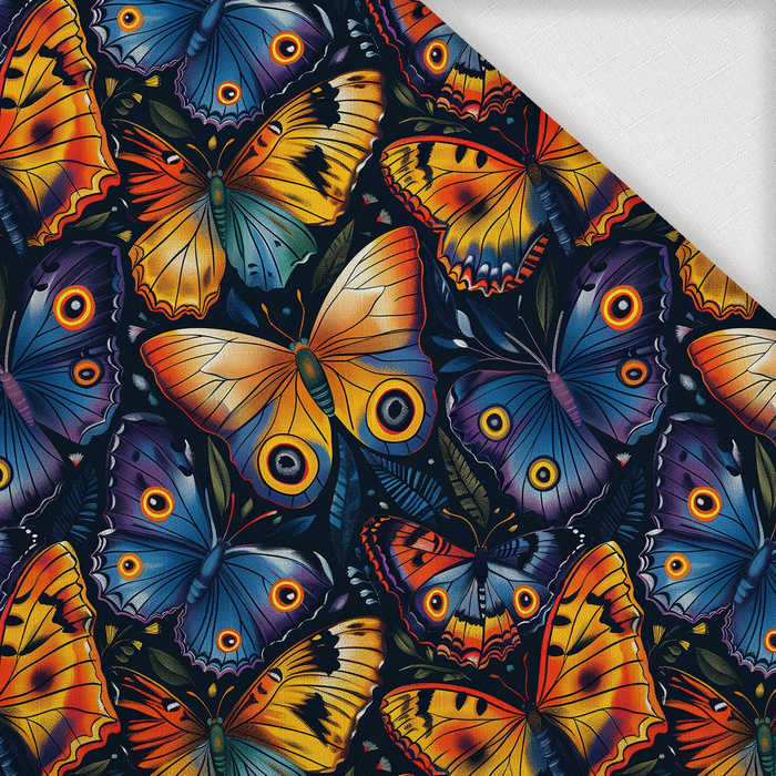 Butterfly & Flowers wz.7 - Woven Fabric for tablecloths