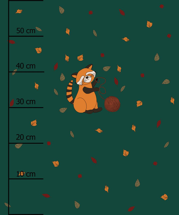 RUDA PANDA I WŁÓCZKA / butelkowa zieleń (JESIEŃ RUDEJ PANDY) - panel (60cm x 50cm)- single jersey z elastanem ITY