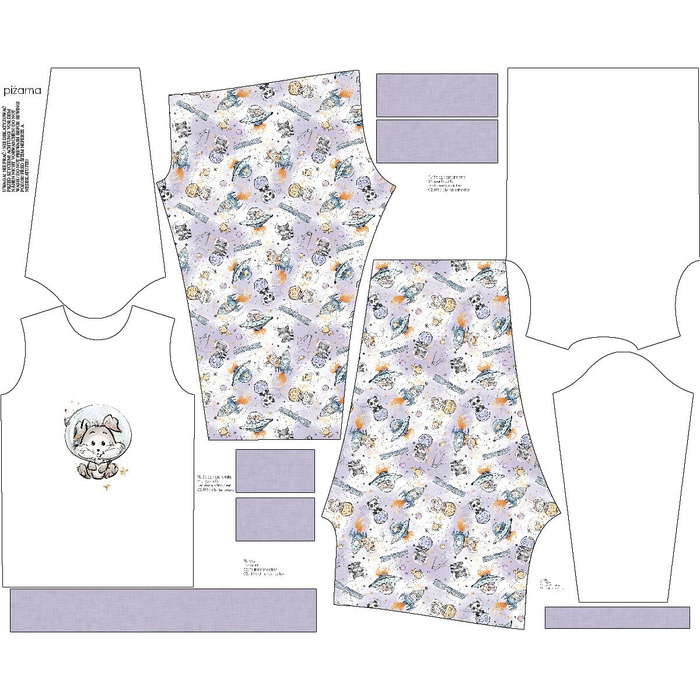 CHILDREN'S PAJAMAS " MIKI" - BUNNY (CUTIES IN THE SPACE) - Elastic cotton knit fabric (110/116)