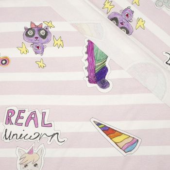 CHILDREN MIX / stripes white-pink - single jersey with elastane TE210