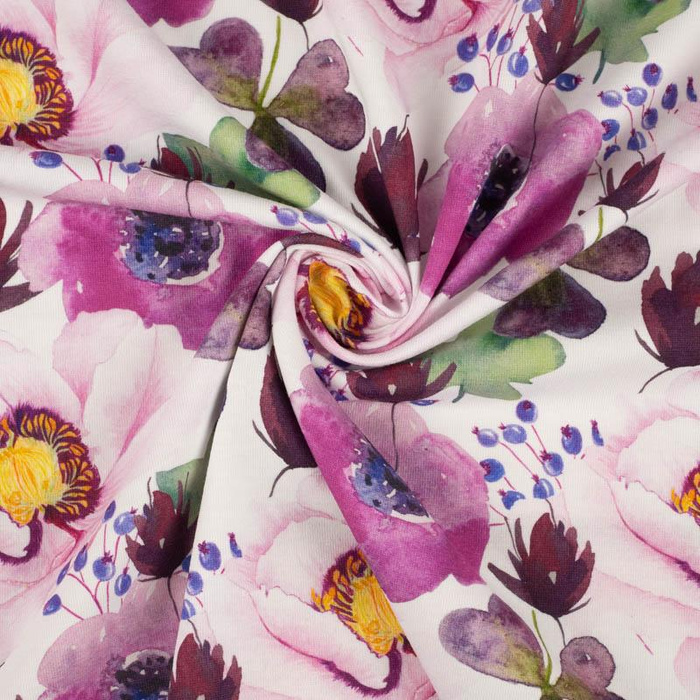 FLOWERS AND CLOVER (IN THE MEADOW) - Slub Weave