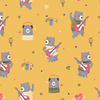 Rock N Roll bear / mustard - Cotton woven fabric