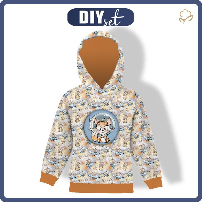 KID'S HOODIE (ALEX) - SPACE CUTIES pat. 13 (CUTIES IN THE SPACE) - looped knit fabric (122/128)