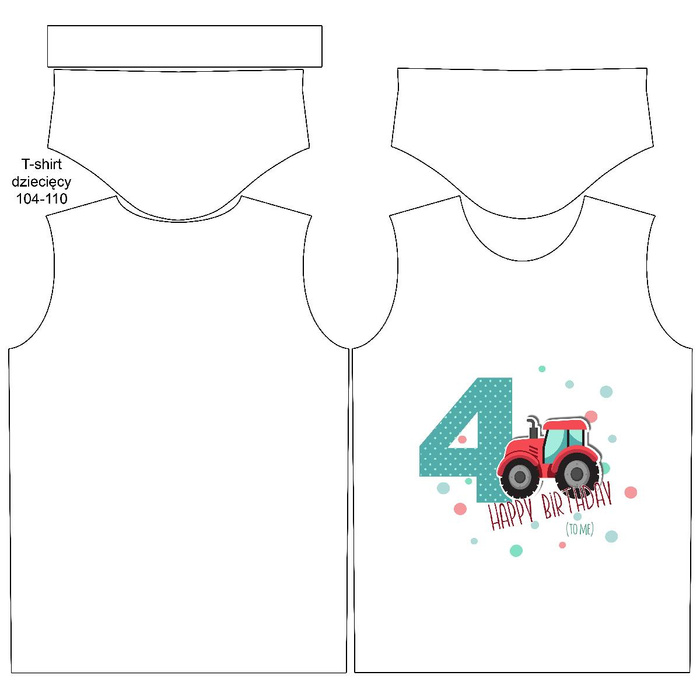 KINDER T-SHIRT- 4. GEBURTSTAG / TRAKTOR - Single Jersey (116/122)