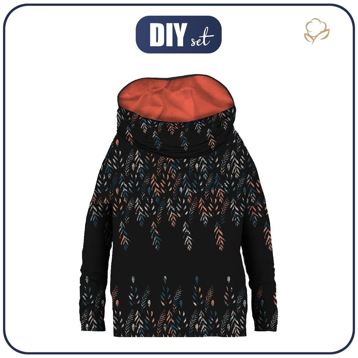 BLUZA DAMSKA (FURIA) NIETOPERZ Z KOMINEM - LISTKI WZ. 3 / czarny - dzianina pętelkowa ITY XL