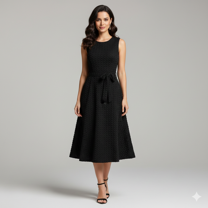 3D Waffle Cotton Knit - BLACK D-16 