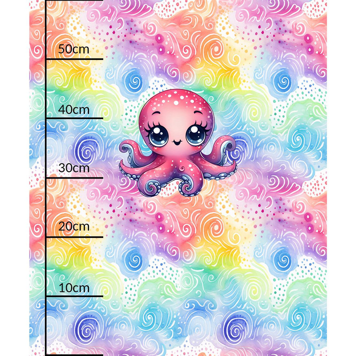 OCTOPUS (SEA ANIMALS WZ. 3) - PANEL (60cm x 50cm) dzianina drapana z elastanem ITY
