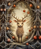 VINTAGE CHRISTMAS REINDEER M. 1 - Paneel (60cm x 50cm) Wasserabweisende Webware